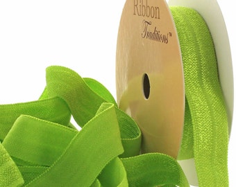 5/8" Fold Over Elastic (FOE) Ribbon 550 Apple Green - Choose Length