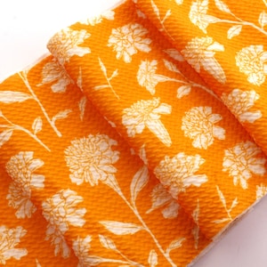 Fall Golden Yellow Floral Liverpool Bullet Stretch Fabric by the Yard or 6 inch Strips