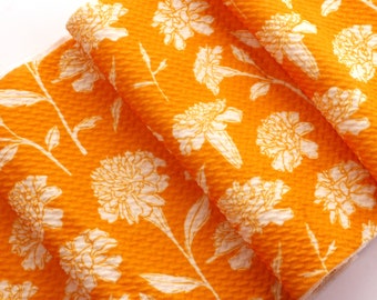 Fall Golden Yellow Floral Liverpool Bullet Stretch Fabric by the Yard or 6 inch Strips