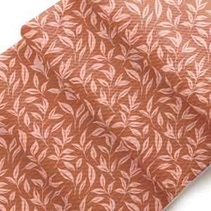 Sienna with Pink Foliage Liverpool Bullet Stretch Fabric by the Yard or 6&quot; Strips