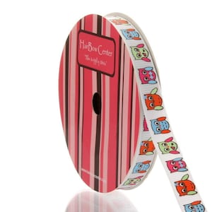 3/8&quot; Owl Grosgrain Ribbon - Choose Length