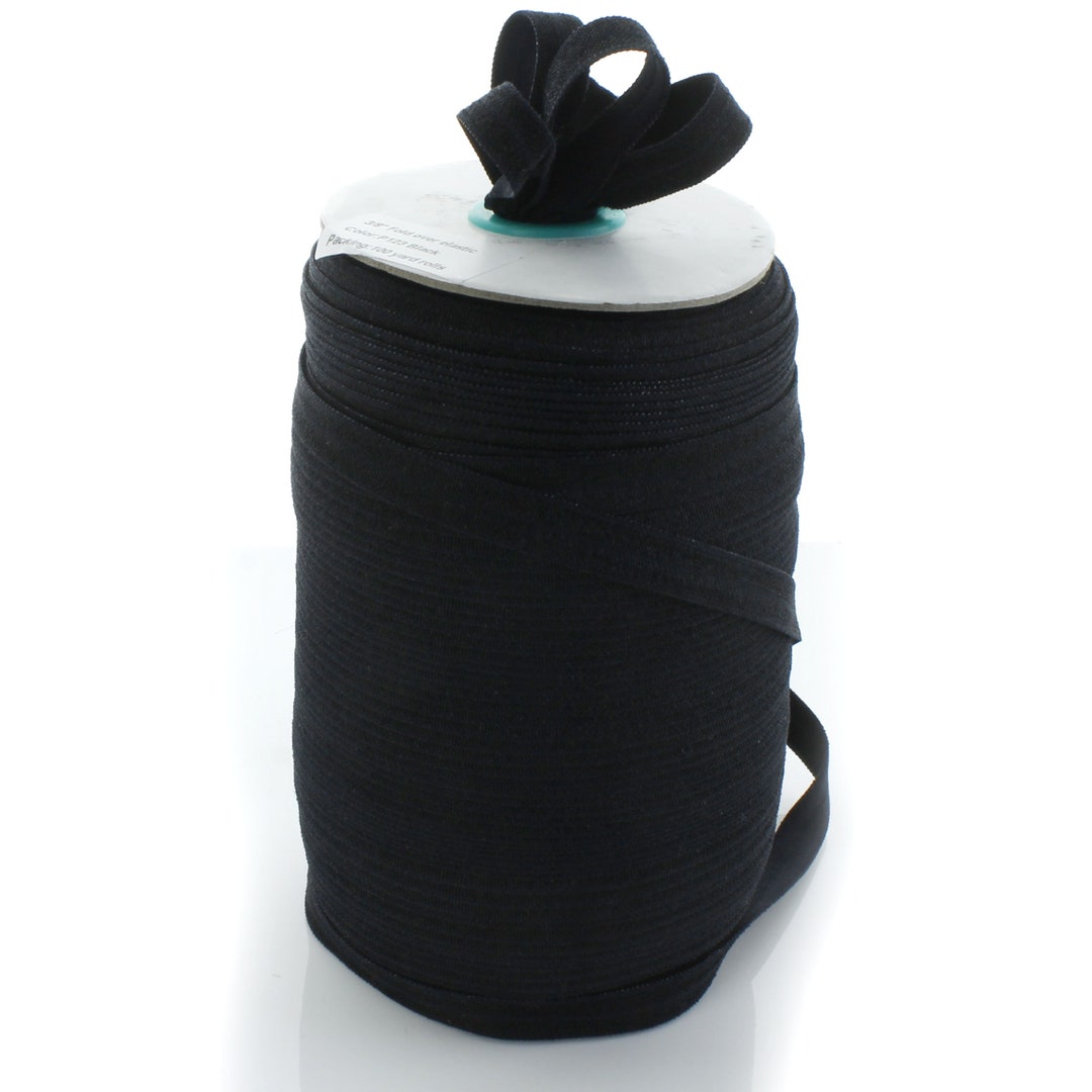 Fo Ribbon Black Fold Over Elastic (FOE) Ribbon 3/8