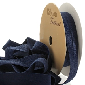 5/8&quot; Fold Over Elastic (FOE) Ribbon 508 Navy - Choose Length