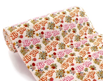 Lil Little Sis Floral DBP 4-Way Stretch Fabric - Double Brushed Polyester by the 1/2 Yard or Yard