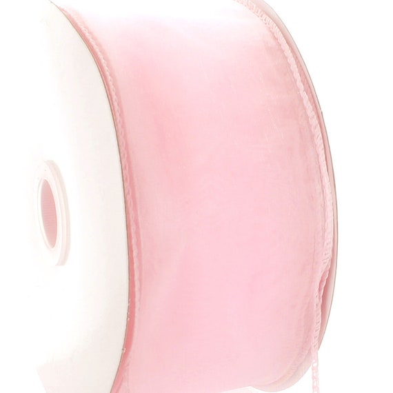 Light Pink - Organza Ribbon Thick Wire Edge - ( W: 2-1/2 inch