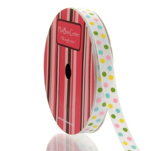 3/8 inch Spring Pastel Dots Grosgrain Ribbon - Kies lengte