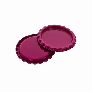 Flattened Berry Pink Bottle Caps - Choose Quantity