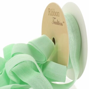 5/8&quot; Fold Over Elastic (FOE) Ribbon 513 Soft Green - Choose Length