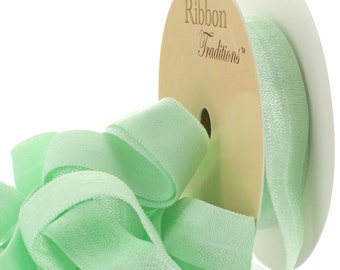 5/8" Fold Over Elastic (FOE) Ribbon 513 Soft Green - Choose Length