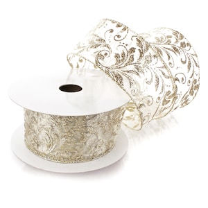 Folhas redemoinho com glitter transparente marfim dourado 2 1/2 polegadas florista vitoriana casamento feriado natal inverno outono #40