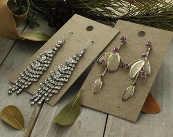 Cartes de présentation pour boucles d'oreilles marron Kraft - 50 pièces