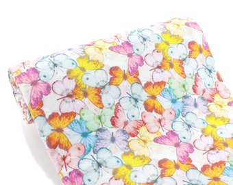 Pastel Butterflies DBP 4-Way Stretch Fabric - Double Brushed Polyester by the 1/2 Yard, 1 yard, or 2 Yard