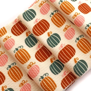 Fall Pumpkin Whimsy Liverpool Bullet Stretch Fabric by the Yard or 6 inch Strips