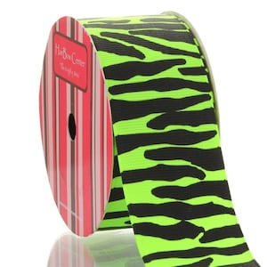 1.5 inch Key Lime/Black Zebra Grosgrain Ribbon - Choose Length