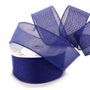Royal Blue Wired Burlap Ribbon Floristería #9 #40 1.5" 2.5" Coronas de puerta Boda rústica 4 de julio Patriótico Otoño Invierno Casa de campo