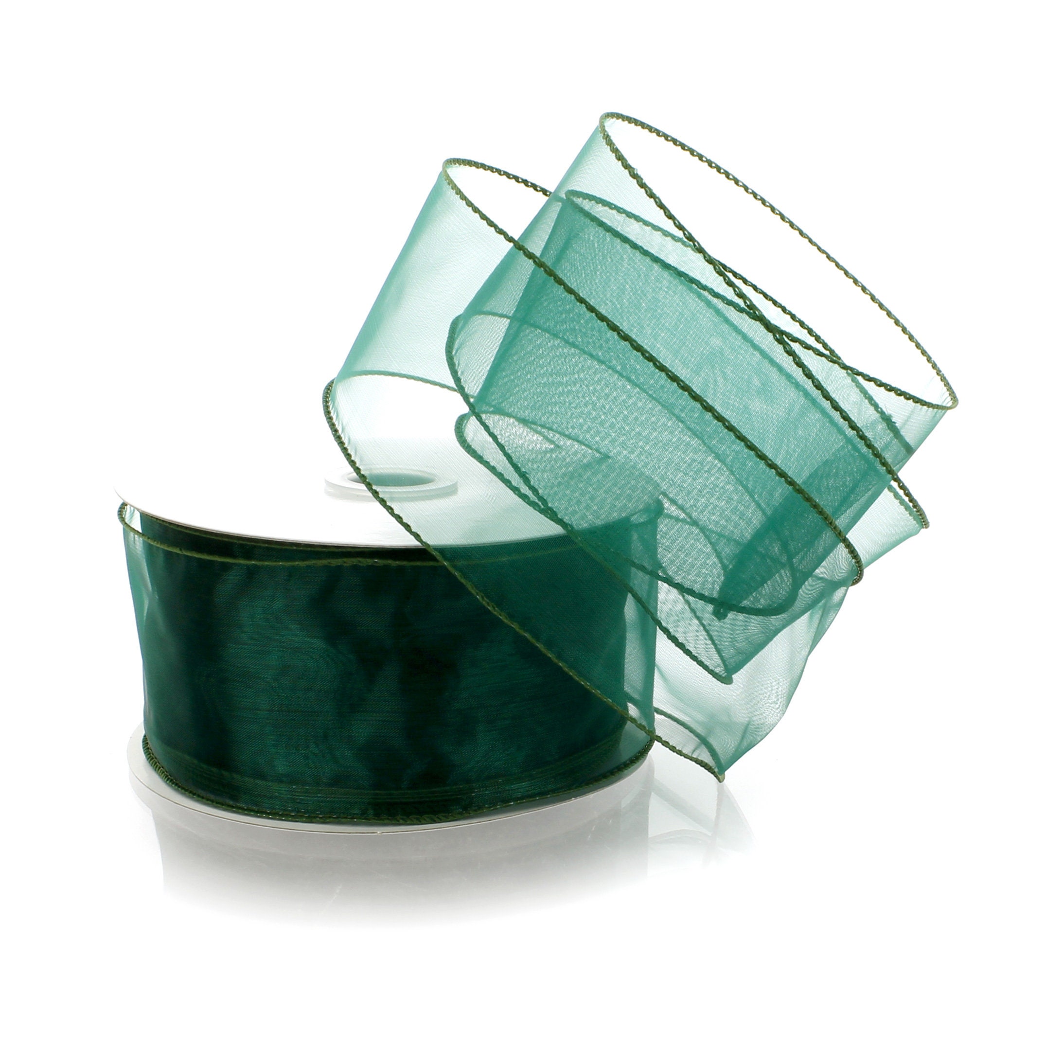 Tranquil Green Sheer Organza Ribbon with Satin Edges, 40mm (1 9/16in) wide  *Sold Per Metre*