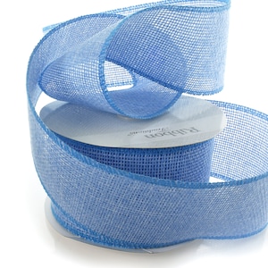 Ruban en toile de jute non filaire bleu ciel de 4 pouces de large, tissage ample, rustique, ferme, porte, couronne, Base de mariage