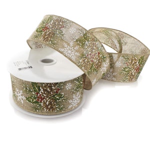 Pigne di Natale cablate su tela naturale da 2 1/2 pollici Rustic Winter Woodland Holiday #40
