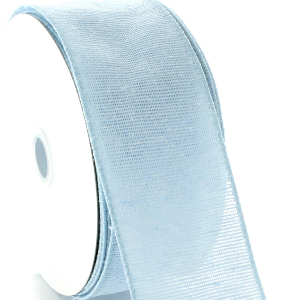 Light Blue Wired Cotton Burlap Ribbon Florist #9 #40 1.5
