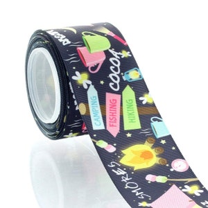 1.5 "Camping S'mores & Cocoa Grosgrain Ribbon - Elija la longitud