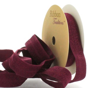 5/8 inch Fold Over Elastic (FOE) Ribbon 332 Wine Choose Length