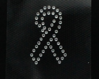 Cancer Awareness Ribbon Hotfix Rhinestone Iron On Heat Transfer