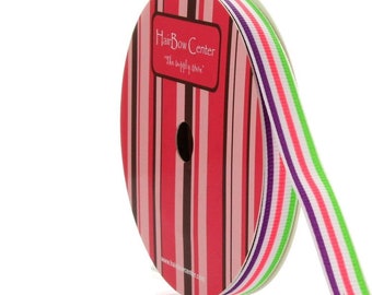 3/8" Bright Stripe Grosgrain Ribbon - Choose Length