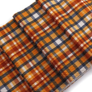 Fall Navy Gold Plaid Liverpool Bullet Stretch Fabric by the Yard or 6 inch Strips