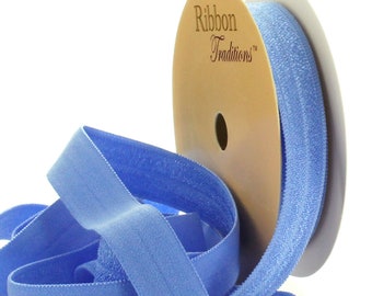 5/8" Fold Over Elastic (FOE) Ribbon 458 Cornflower Blue -  Choose Length