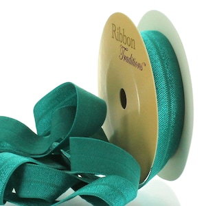 5/8&quot; Fold Over Elastic (FOE) Ribbon 346 Jade -  Choose Length