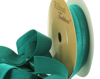 5/8" Fold Over Elastic (FOE) Ribbon 346 Jade -  Choose Length