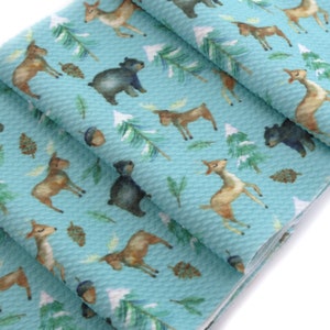 Winter Woodland Animals Liverpool Bullet Stretch Fabric by the Yard or 6&quot; Strips