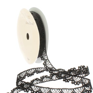 3/8&quot; Black Vintage Narrow Lace Ribbon Trim Choose Length