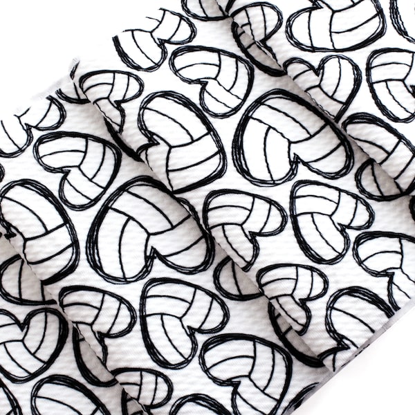 Volleyball Hearts Sports Printed Liverpool Bullet Stretch Fabric by the Yard or 6 inch Strips