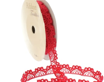 3/8" Red Vintage Narrow Lace Ribbon Trim Choose Length