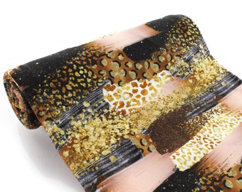 Animal Print Brush Strokes Blush Pink Gold DBP 4-Way Stretch Fabric - Double Brushed Polyester by the 1/2 Yard or Yard