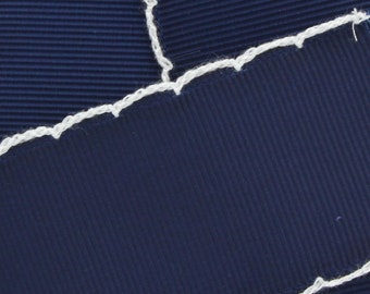 Marineblauw en wit Moonstitch Edge Grosgrain lint Kies breedte en lengte