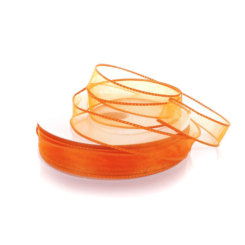 Tangerine Wired Sheer Organza Ribbon Choose Width Length
