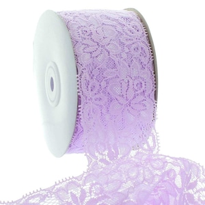 2,25 "Licht Lavendel Elastische Stretch Spitze Breite Trimmen Länge wählen