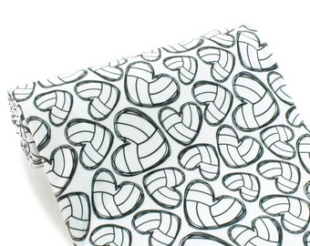 Volleyball Hearts DBP 4-Way Stretch Fabric - Double Brushed Polyester by the 1/2 Yard, 1Yd or 2Yd