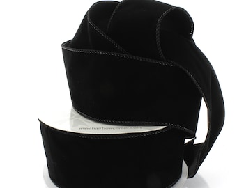 Black Suede Velvet Wired Ribbon Winter Wedding Holiday 1.5" or 2.5" Width #9 #40