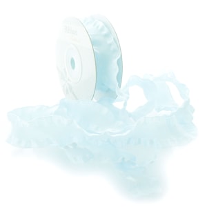 7/8&quot; Light Blue Satin Double Ruffle Ribbon Choose 3 or 25 yards