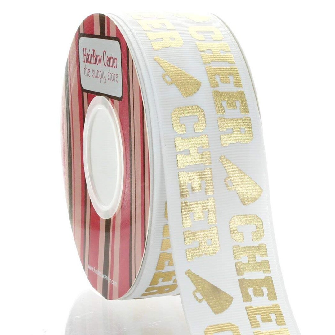 1.5 Inch Gold Cheer Text Grosgrain Ribbon Choose Length - Etsy
