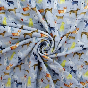 Dog Print Liverpool Bullet Stretch Fabric by the Yard or 6 inch Strips