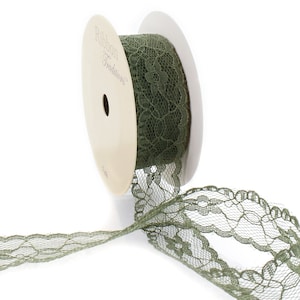 1" Moss Green Lace Vintage Scalloped Edge Ribbon Trim Choose Length