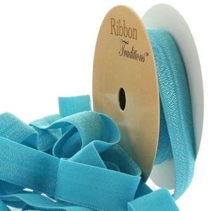 5/8&quot; Fold Over Elastic (FOE) Ribbon 340 Turquoise - Choose Length
