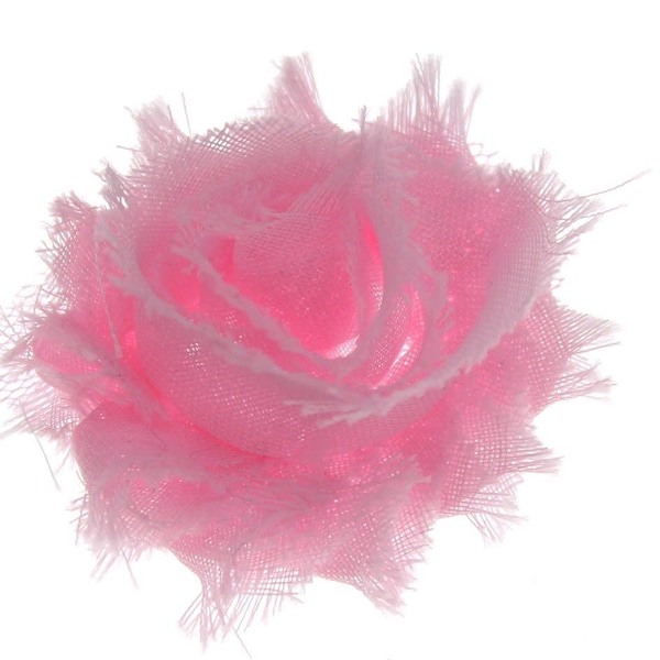 1.75" Shabby Fabric Flowers - Pink (3 flowers)