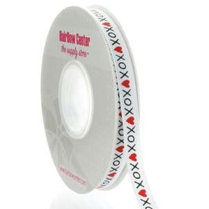 Ruban gros-grain 3/8" XOXO Heart Valentine - Longueur au choix