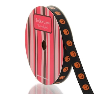 3/8 inch Jack-O-Lantern Grosgrain Ribbon - Choose Length