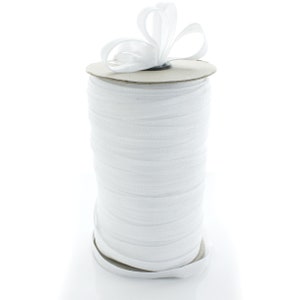 3/8 inch Fold Over Elastic (FOE) Ribbon 112 White 100 yards